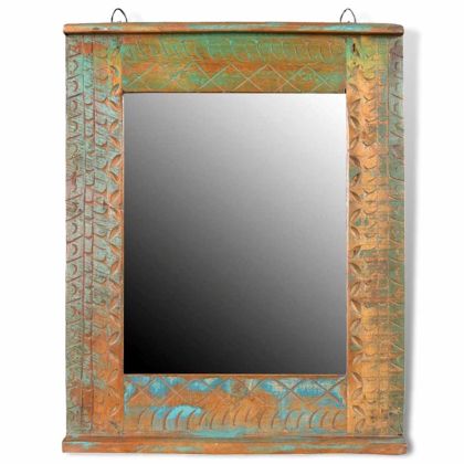 Комплект за баня от регенерирано дърво – шкаф за мивка и огледало