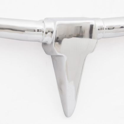 Декоративна алуминиева глава на бик за стена, сребриста, 96 см