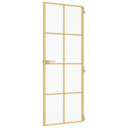 Интериорна врата златиста 76x201,5 см закалено стъкло алуминий