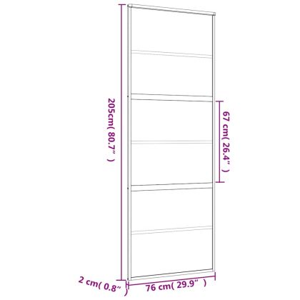 Плъзгаща се врата 76x205 см матирано ESG стъкло и алуминий
