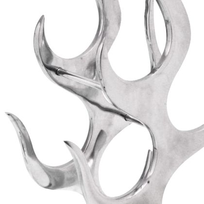 Винен алуминиев стелаж, форма на пламък, сребрист, за 9 бутилки