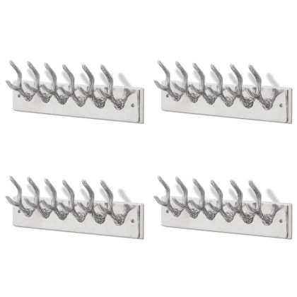 Закачалки за палта за гардероб, 4 бр, сребристи, алуминий