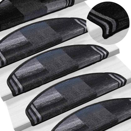 Самозалепващи стелки за стъпала, 15 бр, черно-сиви, 65x21x4 см