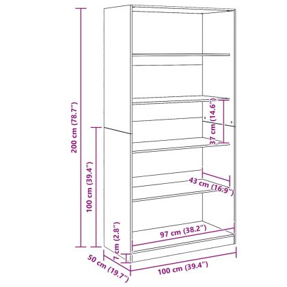 Гардероб, дъб артизан, 100x50x200 см, инженерно дърво