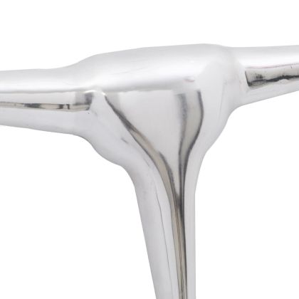 Декоративна алуминиева глава на бик за стена, сребриста, 62 см