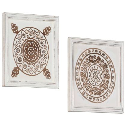 Ръчно резбовани стенни панели 2 бр МДФ 40x40x1,5 см