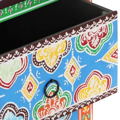 Ръчно рисувано нощно шкафче, 40х30х50 см, манго масив