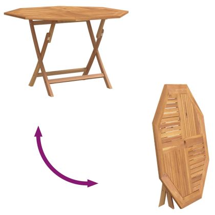 Сгъваема градинска маса, 110x110x75 см, тиково дърво масив
