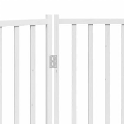 Сгъваема преграда за кучета 2 панела Бяло 160 см чам масив