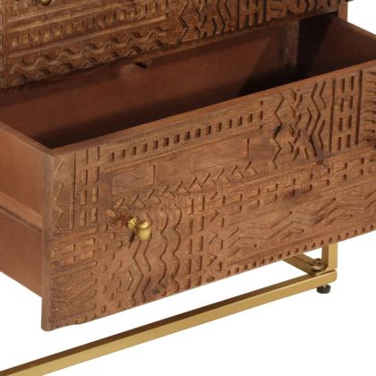 Скрин с чекмеджета 55x30x76 см масивно дърво манго и желязо