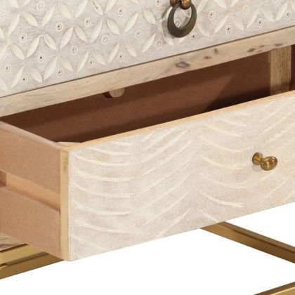 Скрин с чекмеджета 55x30x76 см масивно дърво манго и желязо