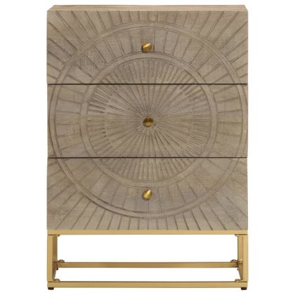 Скрин с чекмеджета 55x30x76 см масивно дърво манго и желязо