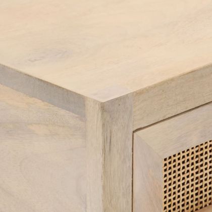 Конзолна маса, 90x30x76 cм, мангово дърво масив и желязо