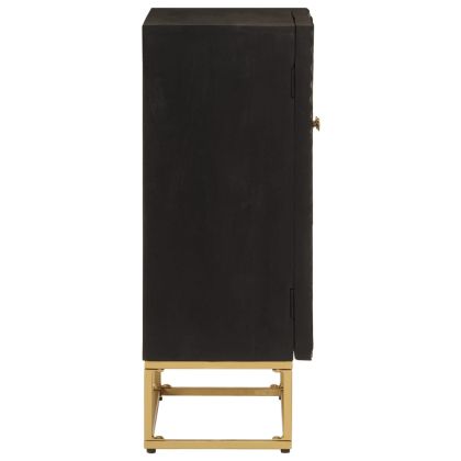 Бюфет, черен, 55x30x76 см, мангово дърво масив и желязо