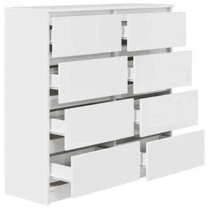 Сайдборд, бял, 100x35x99 см, инженерно дърво