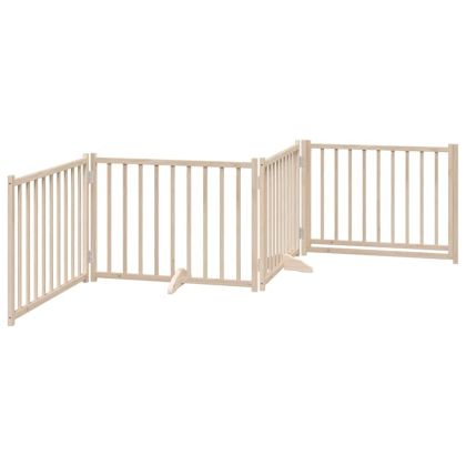 Сгъваема преграда за кучета с врата 4 панела 320 см Масивна ела