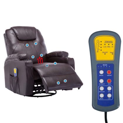 Масажен стол с люлееща функция, кафяв, изкуствена кожа