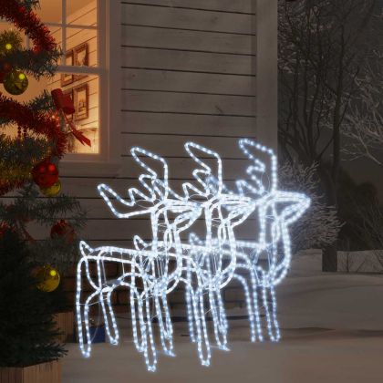 Коледни фигури на елени, 3 бр, студено бяло, 76x42x87 см