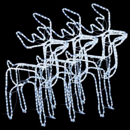 Коледни фигури на елени, 3 бр, студено бяло, 76x42x87 см