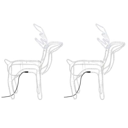 Коледни фигури на елени, 3 бр, студено бяло, 76x42x87 см