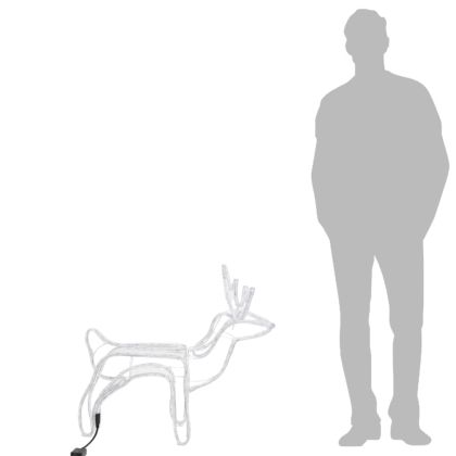 Коледни фигури на елени, 2 бр, студено бяло, 60x30x60 см