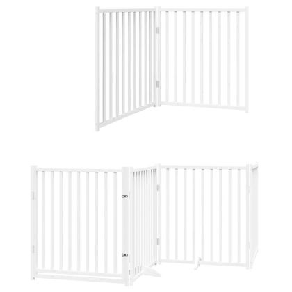 Сгъваема преграда за кучета с врата 10 панела бял 800 см топола