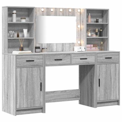 Комплект тоалетно шкафче 3 pcs Сив сонома Инженерно дърво