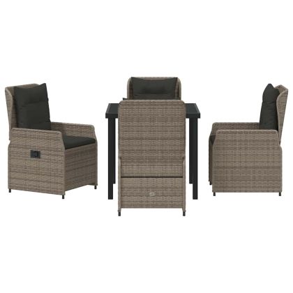 Комплект за хранене в градината 5 pcs Сив полиратан