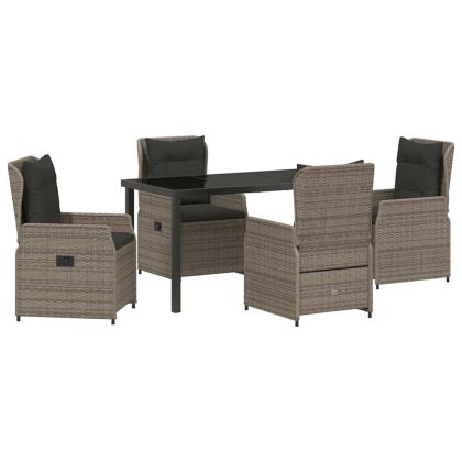 Комплект за хранене в градината 5 pcs Сив полиратан