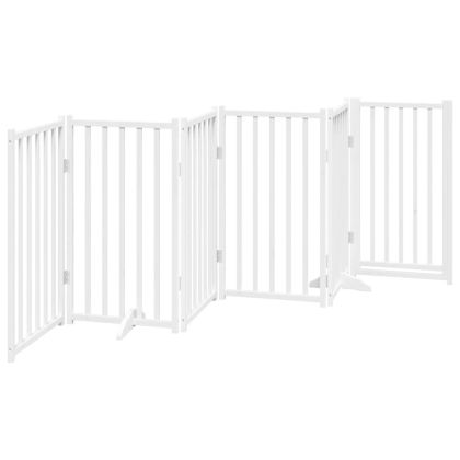 Сгъваема преграда за кучета с врата 6 панела 300 см Масивна ела