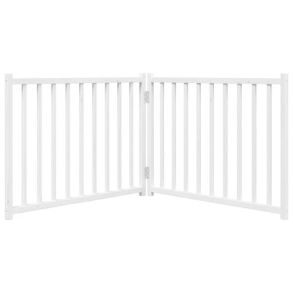 Сгъваема преграда за кучета 2 панела Бяло 160 см чам масив