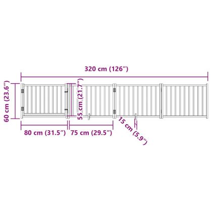 Сгъваема преграда за кучета с врата 4 панела 320 см Масивна ела