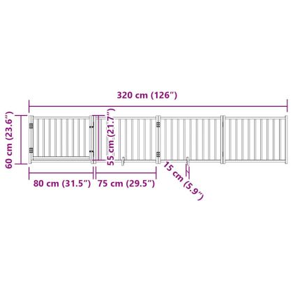 Сгъваема преграда за кучета с врата 4 панела 320 см Масивна ела