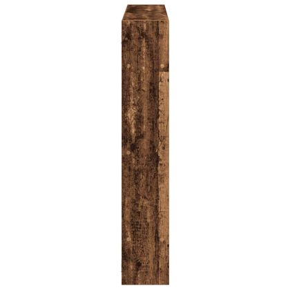 Стенен кубичен рафт, 7 отделения, старо дърво, инженерно дърво