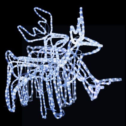 Комплект коледни елени, 3 бр, студено бяло