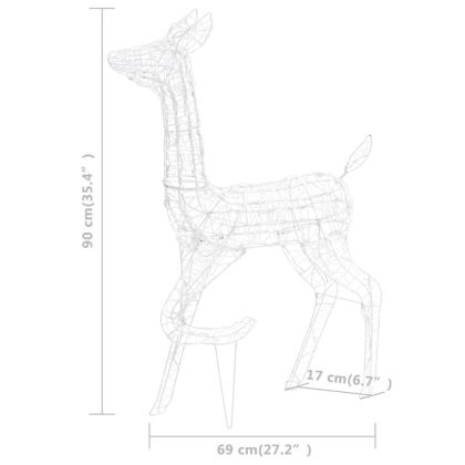 Акрилна коледна украса семейство елени, 160 LED, топло бяло