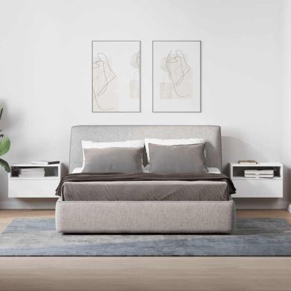 Нощни шкафчета за стенен монтаж, 2 бр, бели, 45x26x28,5 см