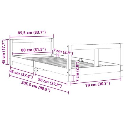 Детска рамка за легло 80x200 см борово дърво масив
