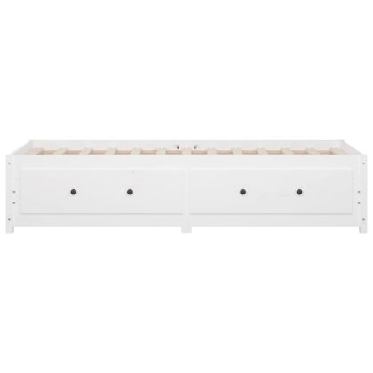 Дневно легло Бял 90x190 см Single борово дърво масив