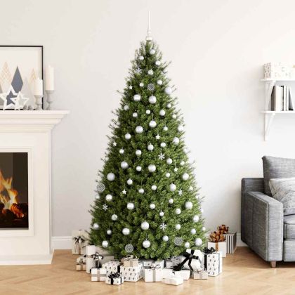 Комплект коледни топки от 111 части, сребристи, полистирен