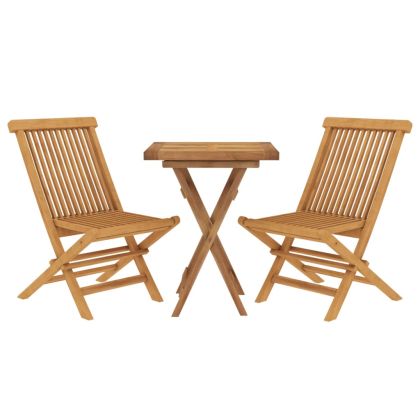 Градински трапезен комплект, 3 части, тиково дърво масив