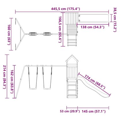 Комбинирано детско съоръжение за игра, импрегниран бор