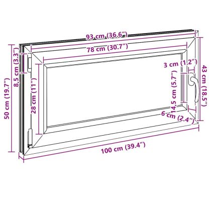 Прозорец за мазе "RISOR" 100x50 см Отварящо-отваряем DIN ляв антрацит