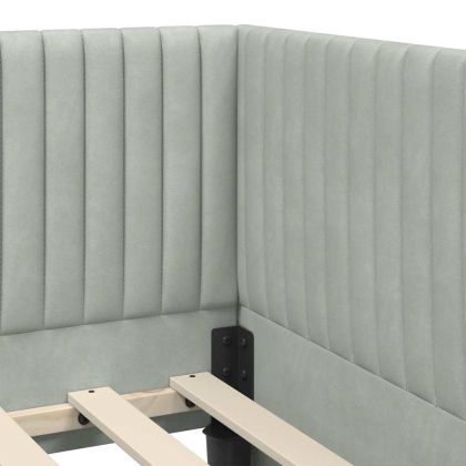 Ъглова рамка за легло Светлосиво 80 см x 200 см Кадифе