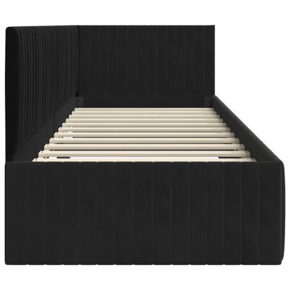 Ъглова рамка за легло с таблото Черно 80 см x 200 см Кадифе