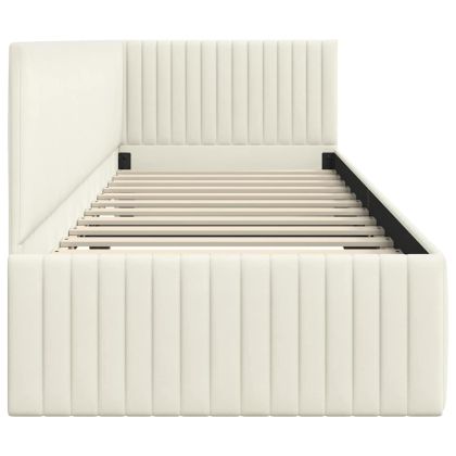 Ъглова рамка за легло с таблото Крем 80 см x 200 см Кадифе