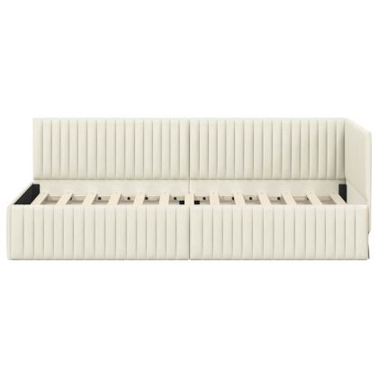 Ъглова рамка за легло с таблото Крем 80 см x 200 см Кадифе