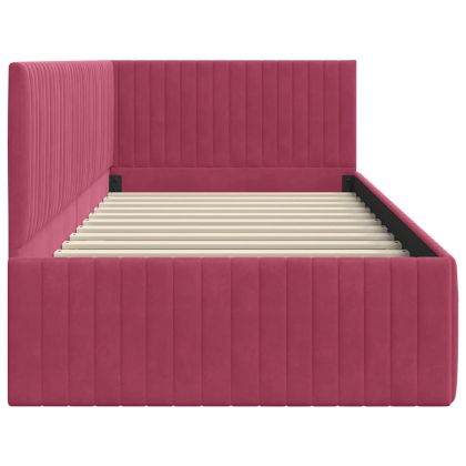 Ъглова рамка за легло Виненочервен 90 см x 190 см Кадифе