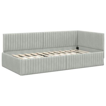 Ъглова рамка за легло Светлосиво 100 см x 200 см Кадифе