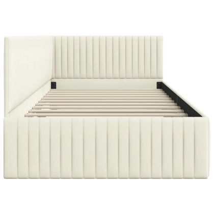 Ъглова рамка за легло с таблото Крем 100 см x 200 см Кадифе